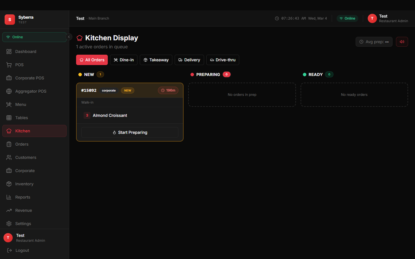 Syberra POS Kitchen Display